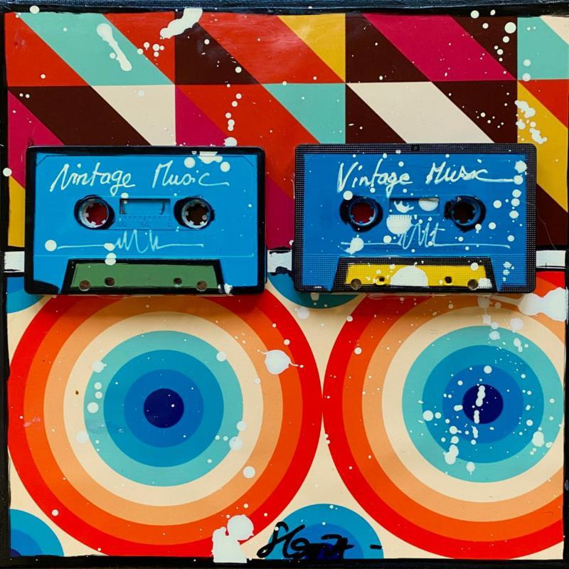 Peinture Vintage Music par Costa Sophie | Tableau Pop-art Acrylique, Collage, Upcycling Musique