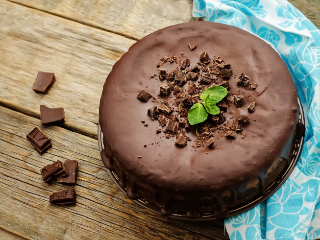 Chocolate whiskey cheesecake, brownie cake, and chocolate whiskey ganache