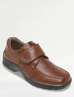 Mens Cushion Walk Touch Fasten Standard Fit Shoe Brown