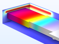 A close-up view of a biased resonator model showing the stress.