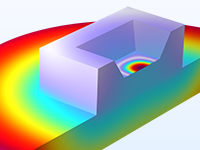 A close-up view of a pressure sensor model showing the stress.