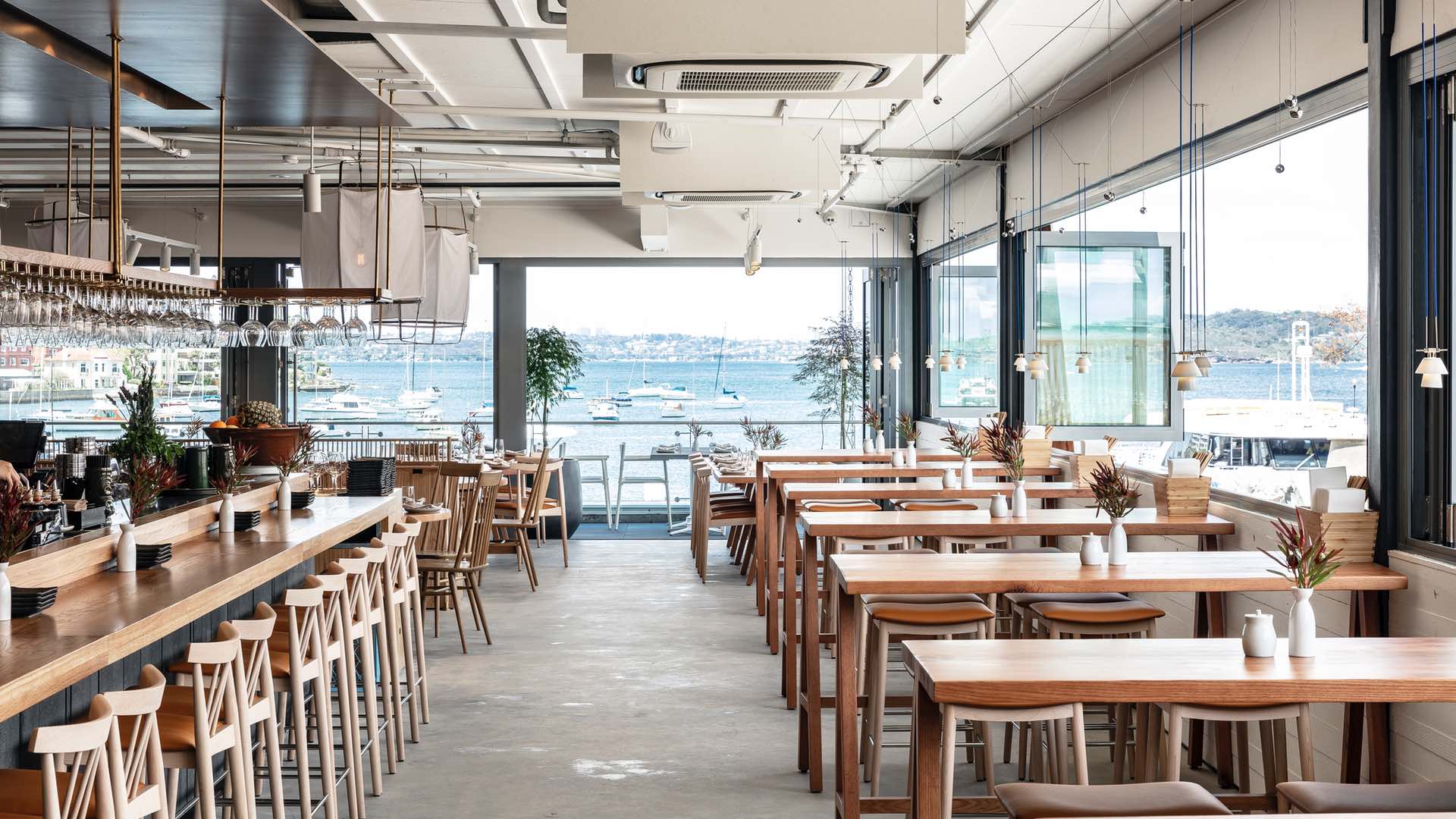 the dining room looking at the stunning seaside view at Sake Restaurant and Bar Manly