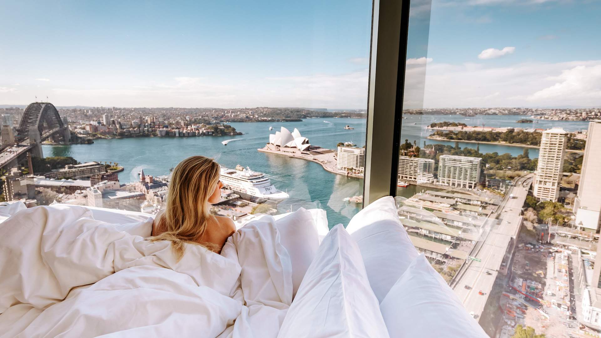 Views from one of the luxury rooms at Shangri-La Sydney - one of the best hotels in Sydney.