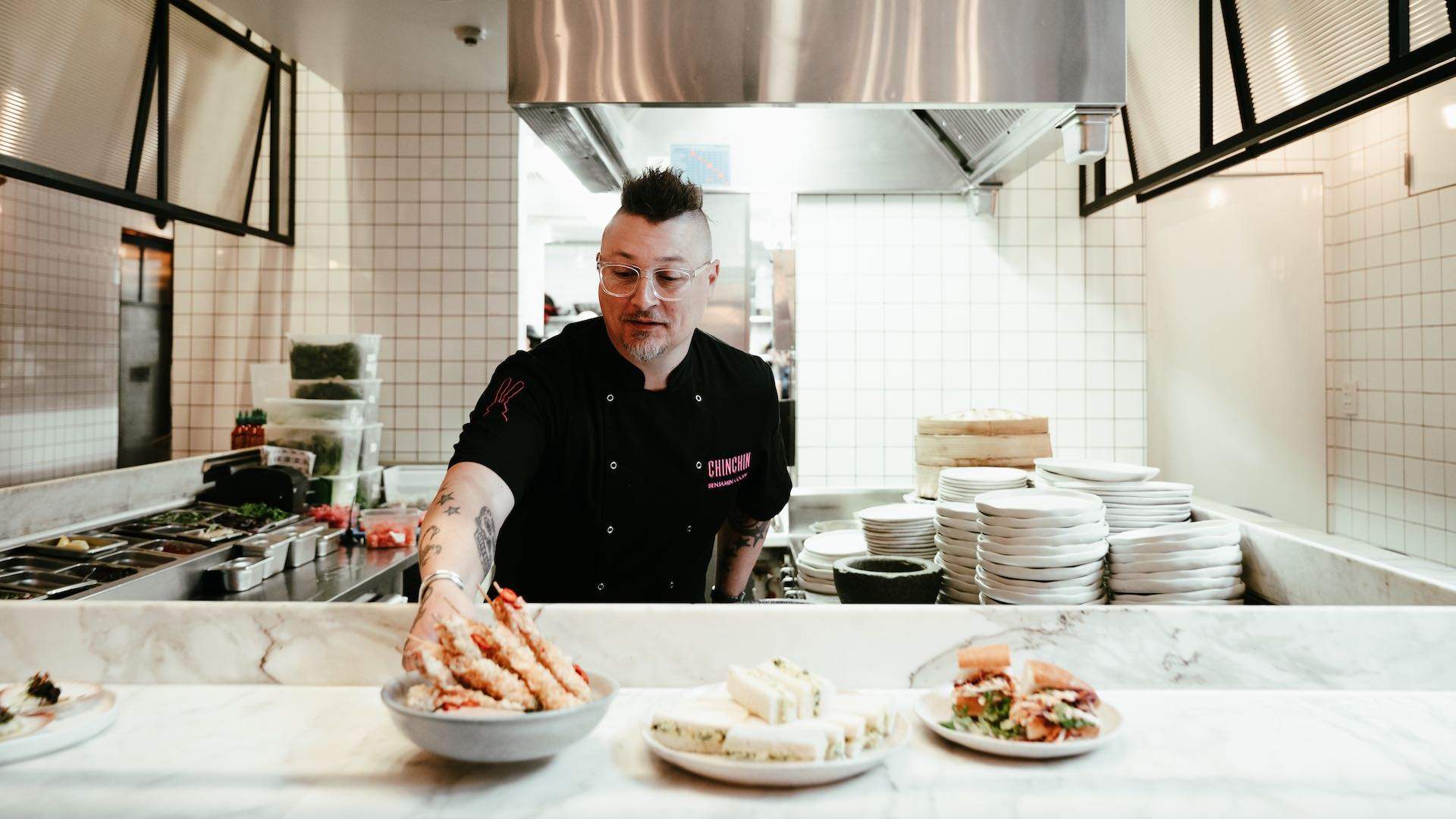 chef plating food at Chin Chin Sydney