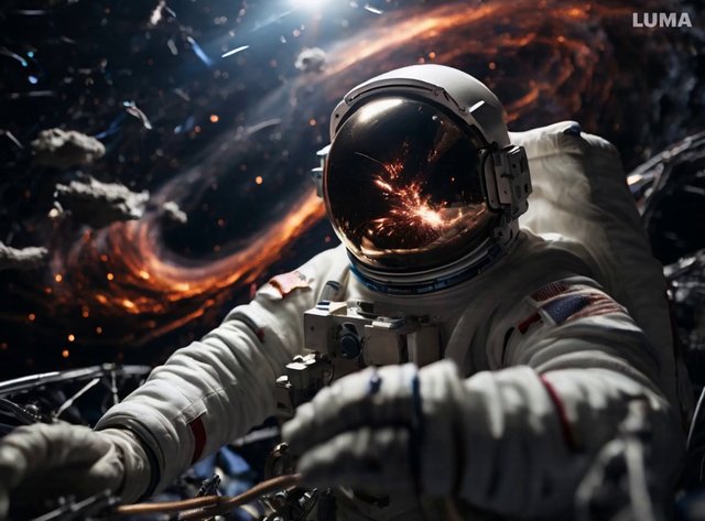 Vibrant Portrait of Astronaut Adrift in Cosmic Beauty