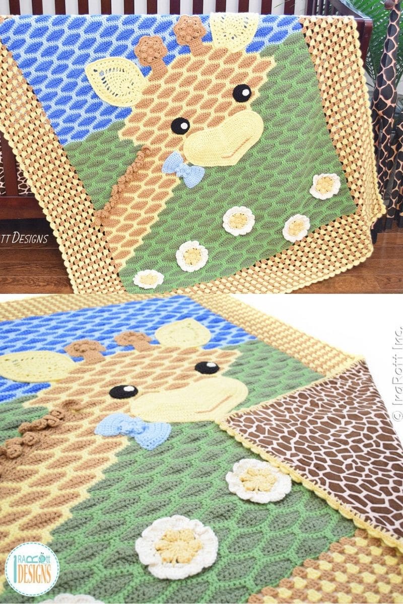 Giraffe pattern crocheted blanket