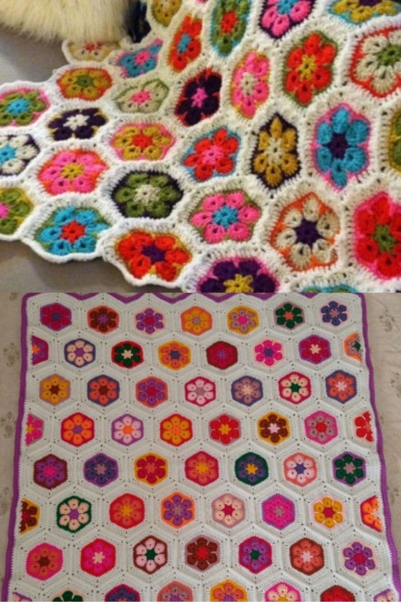 Crochet colorful afghan blanket