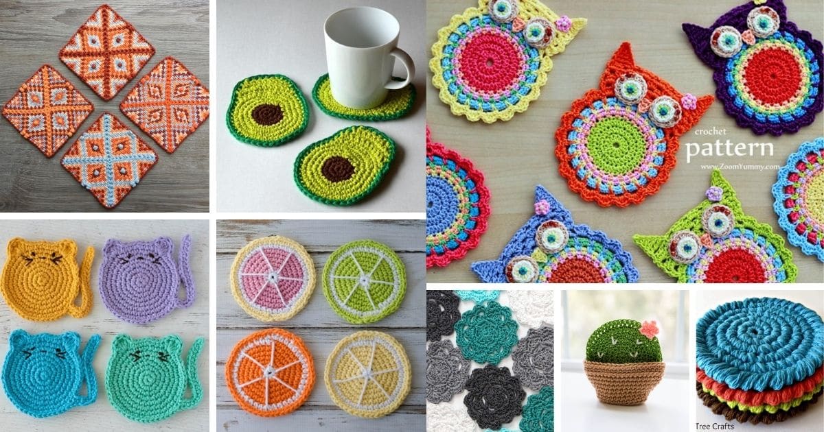 Crochet coaster patterns collage