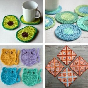 Crochet coaster patterns collage