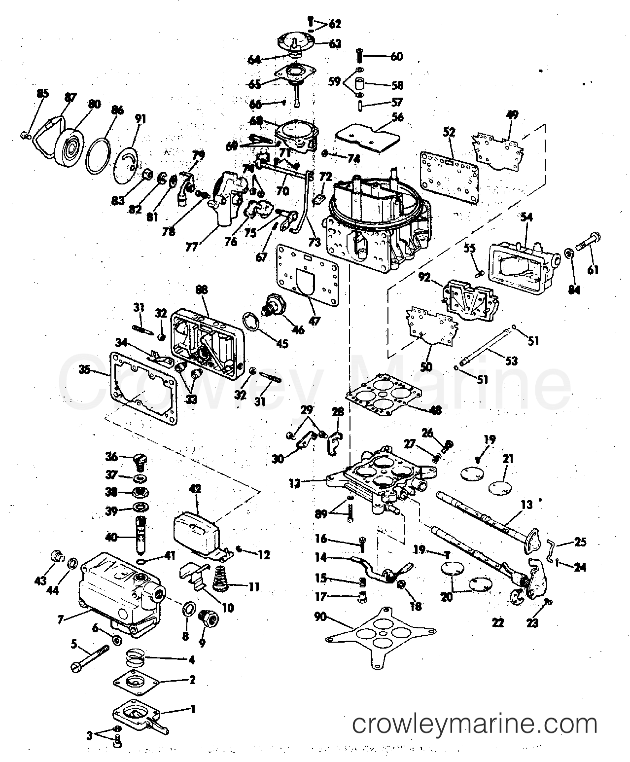 CARBURETOR GROUP 235 HP - 1976 OMC Stern Drive 235 990240A11 | Crowley ...