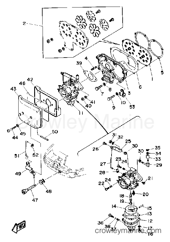 INTAKE CARBURETOR - 1990 Outboard 25hp CV25EMLD | Crowley Marine