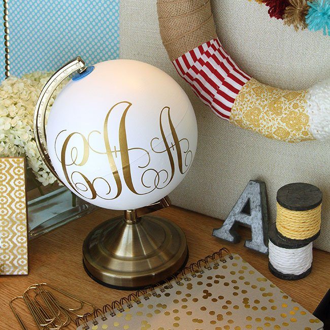 Monogrammed Globe (a Silhouette Cameo Vinyl Project)