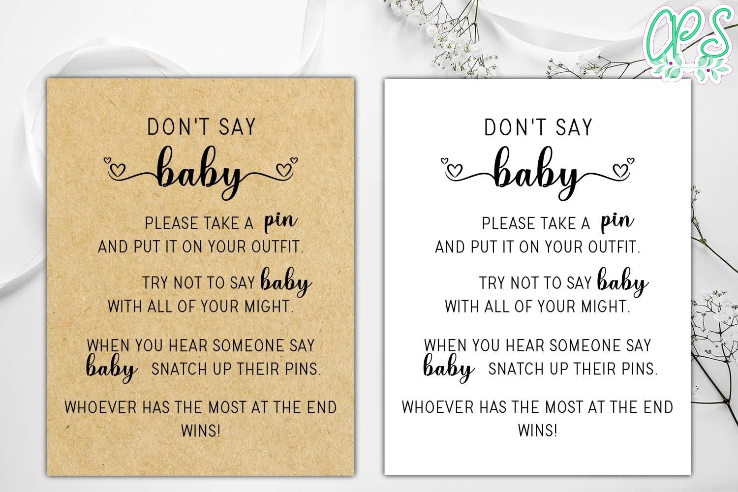 Don't Say Baby Printable Game