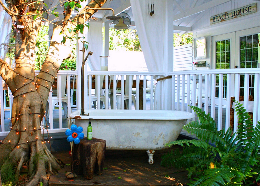 Cool backyard retreat with vintage bohemian style [Photography: Mina Brinkey]