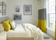 Gray-and-yellow-bedroom-with-vintage-black-and-white-photograph-on-the-walls-217x155