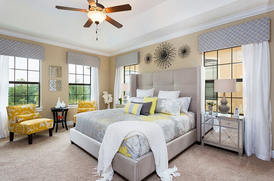 Stylish use of gray in a light shade in the bedroom [Photography: Harry Lim Photography]