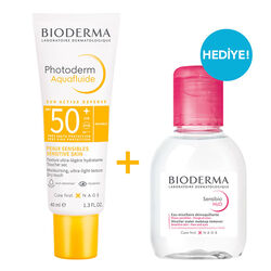 Bioderma - Bioderma Photoderm Aquafluid SPF50+ 40 ml Sensibio H20 100 ml HEDİYE