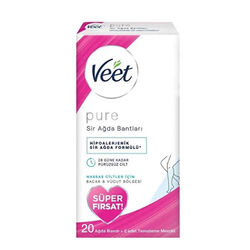 Veet - Veet Pure Bacak ve Vücut Bölgesi Sir Ağda Bantları 20 Adet