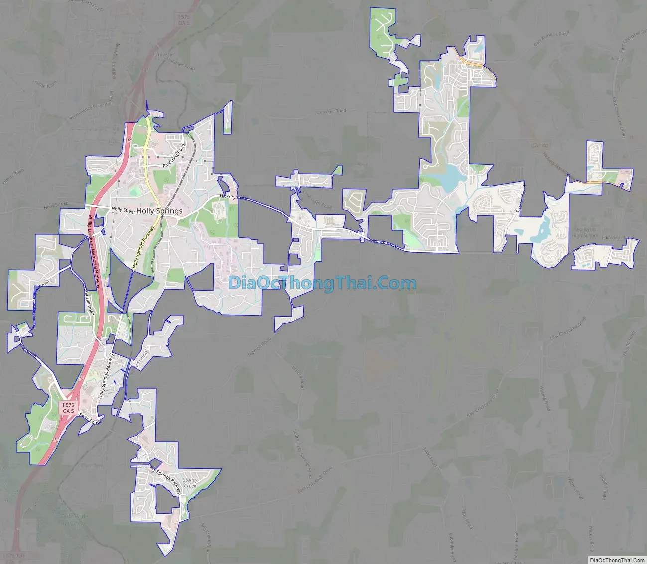 Map of Holly Springs city, Georgia