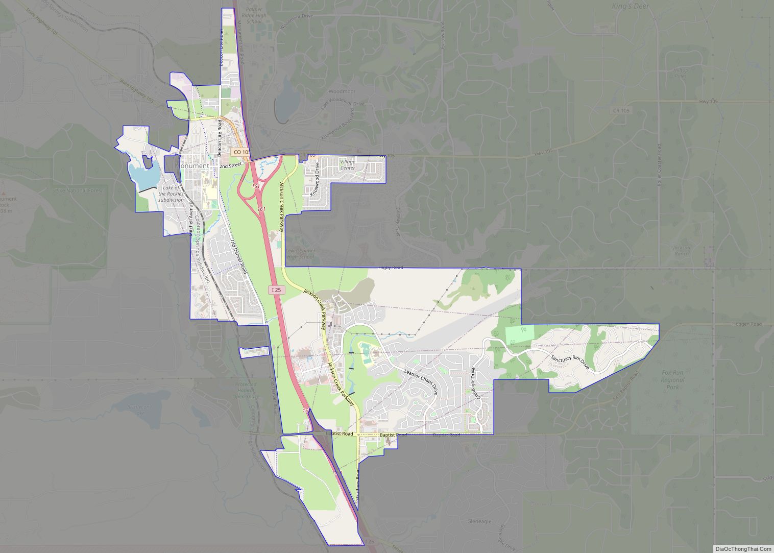 Map of Monument town, Colorado - Thong Thai Real