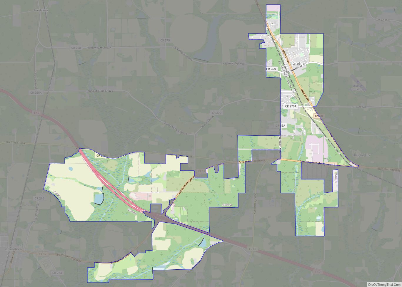 Map of Gretna city, Florida