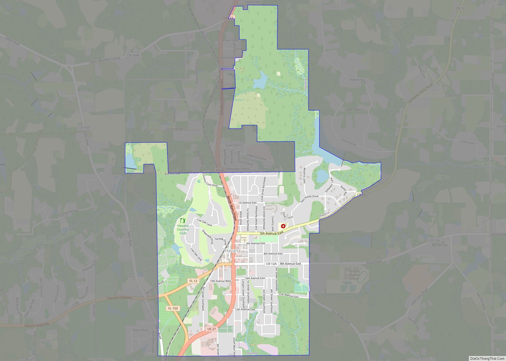 Map of Havana town, Florida