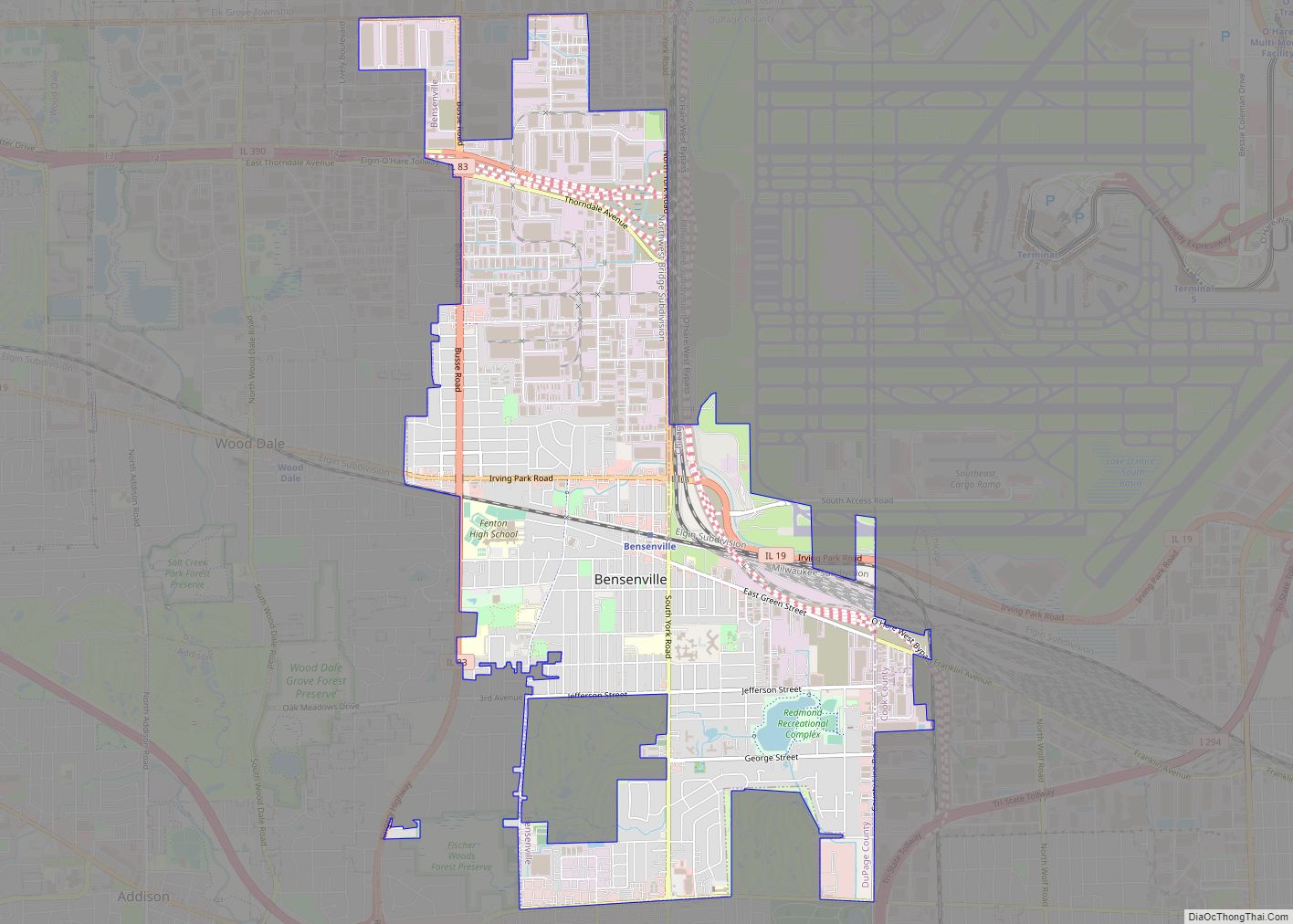 Map of Bensenville village