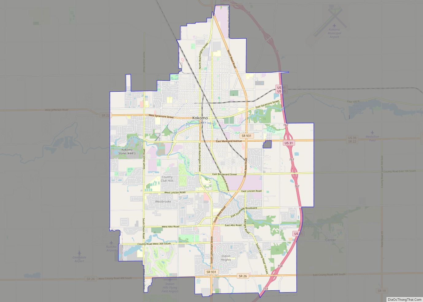 Map of Kokomo city