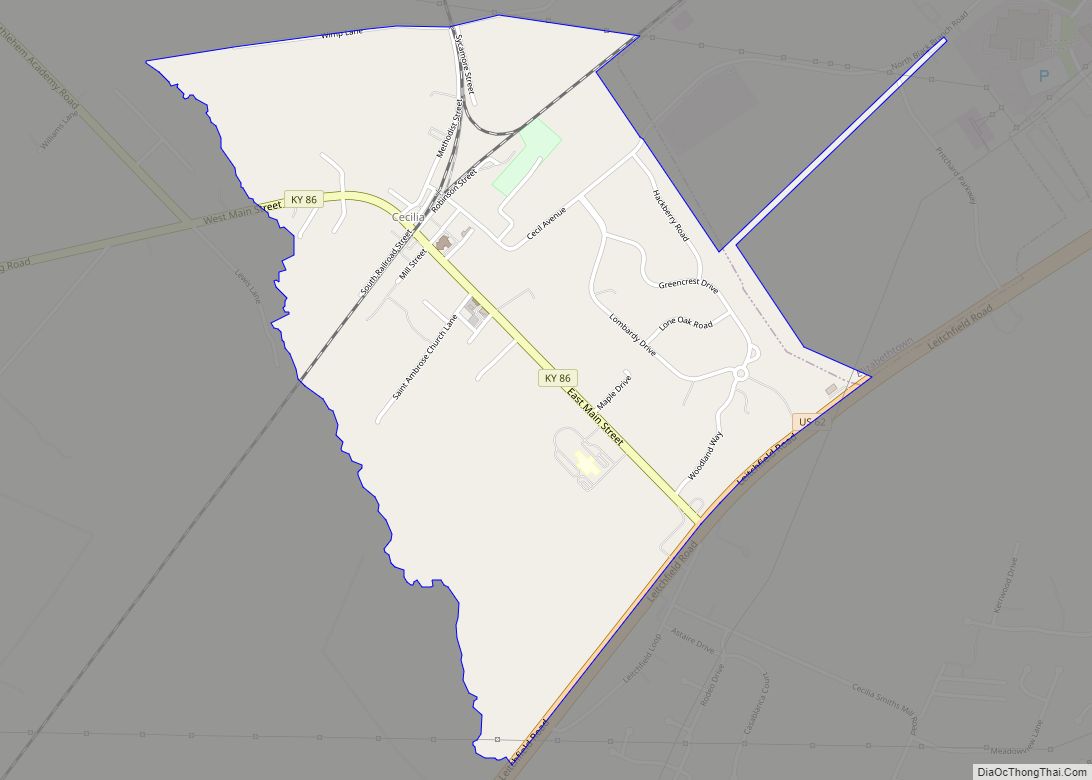 Map of Cecilia CDP, Kentucky