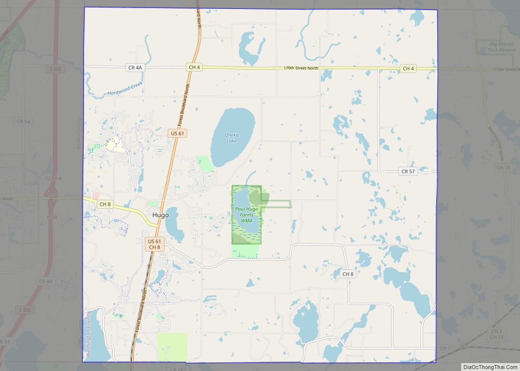 Map of Hugo city, Minnesota