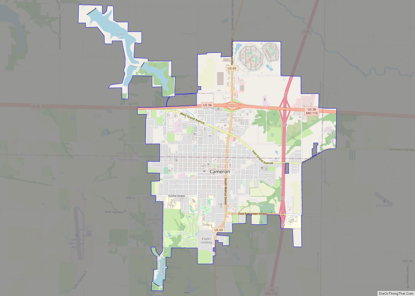 Map of Cameron city, Missouri