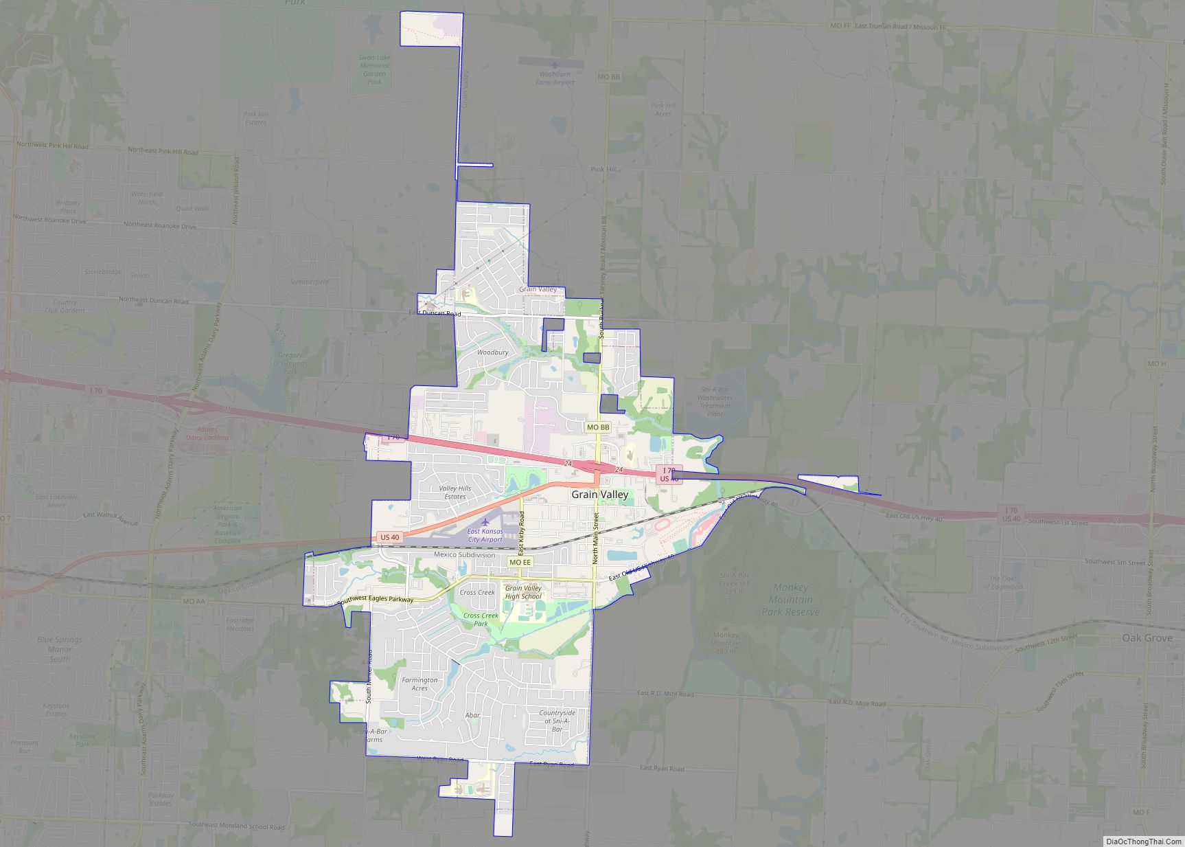 Map of Grain Valley city