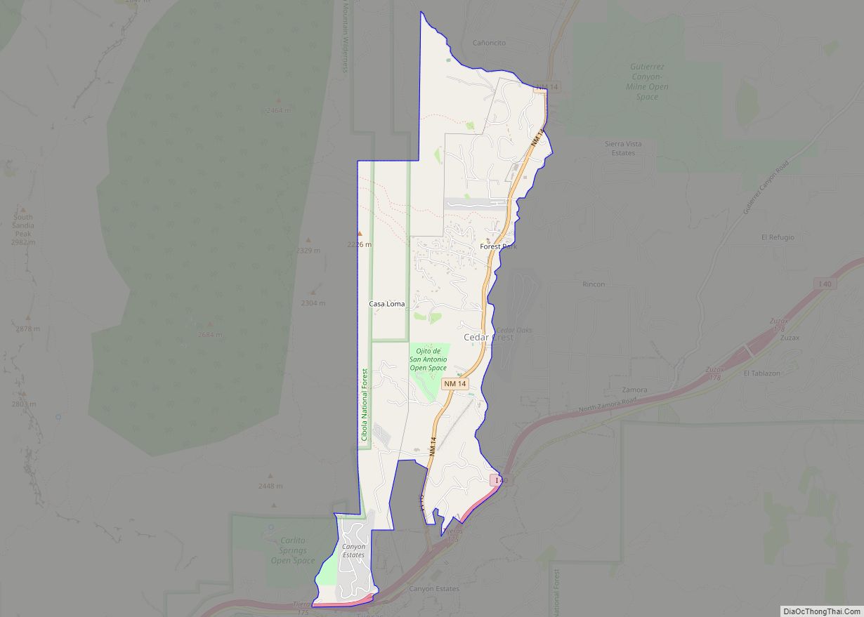 Map of Cedar Crest CDP, New Mexico