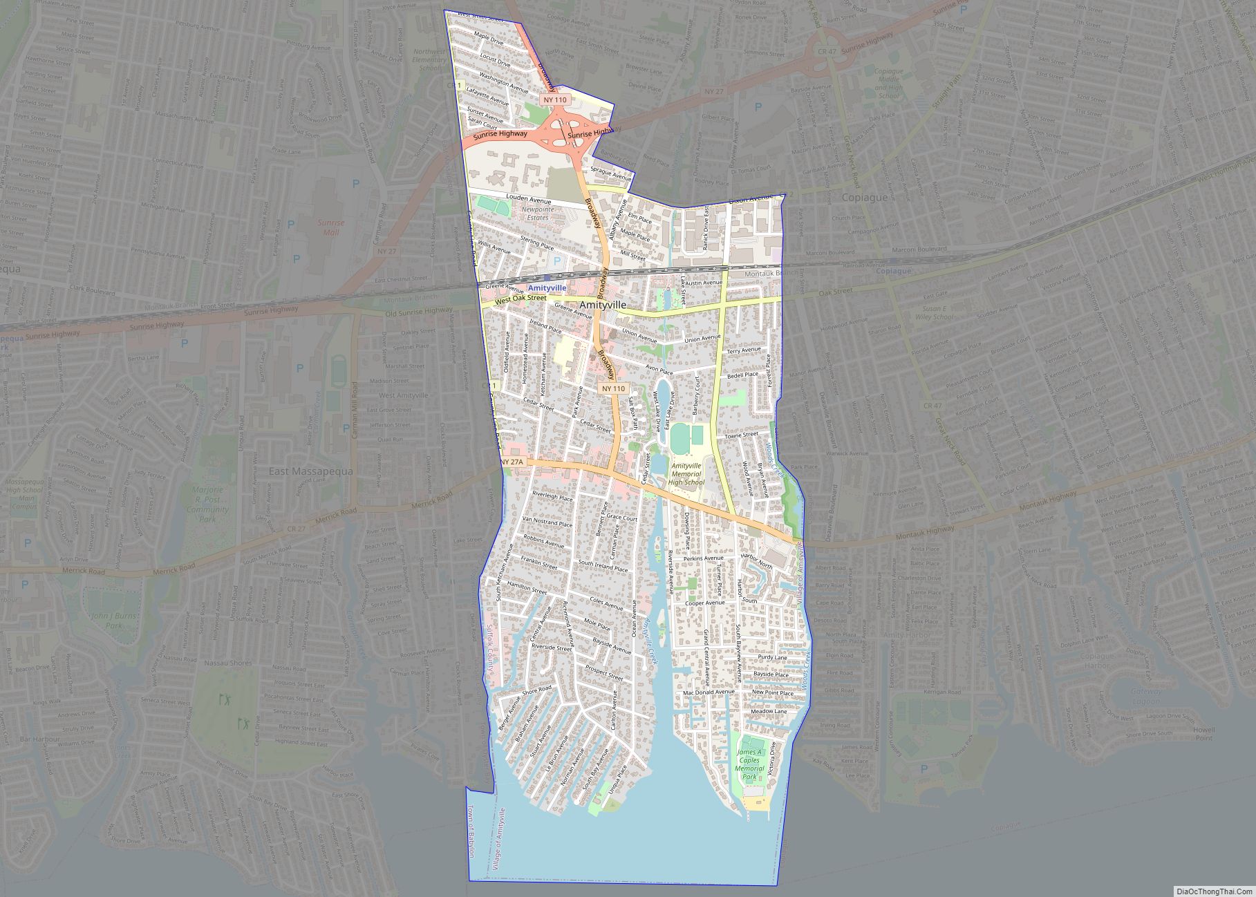 Map of Amityville village