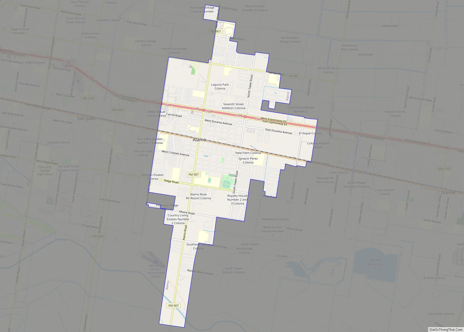 Map of Alamo city, Texas