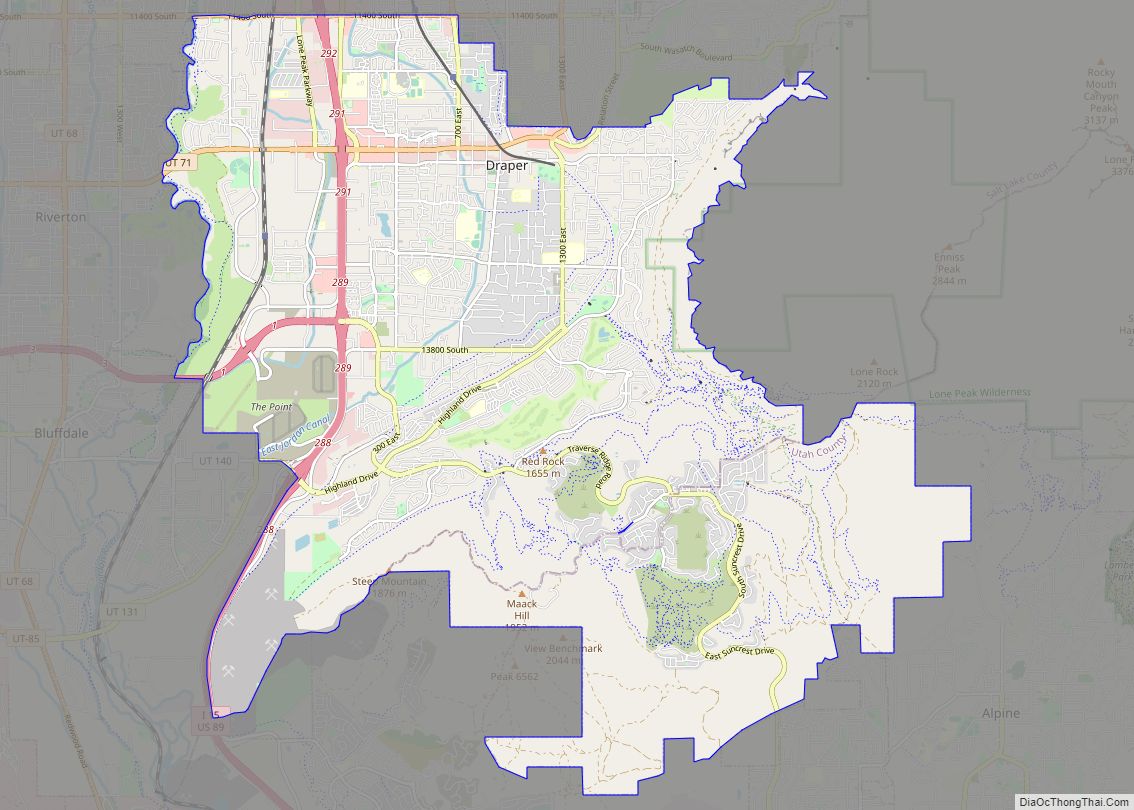 Map of Draper city, Utah