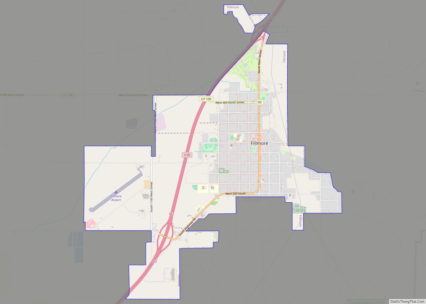 Map of Fillmore city, Utah