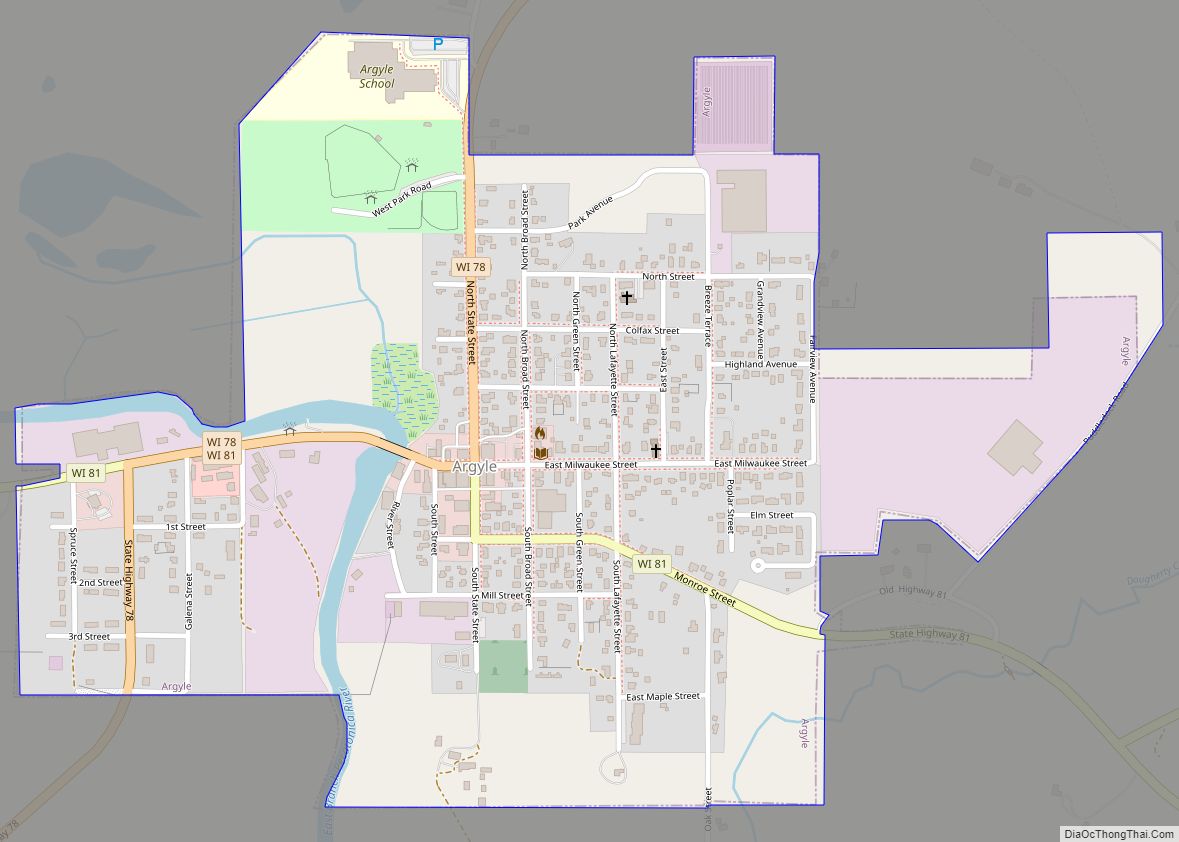 Map of Argyle village, Wisconsin