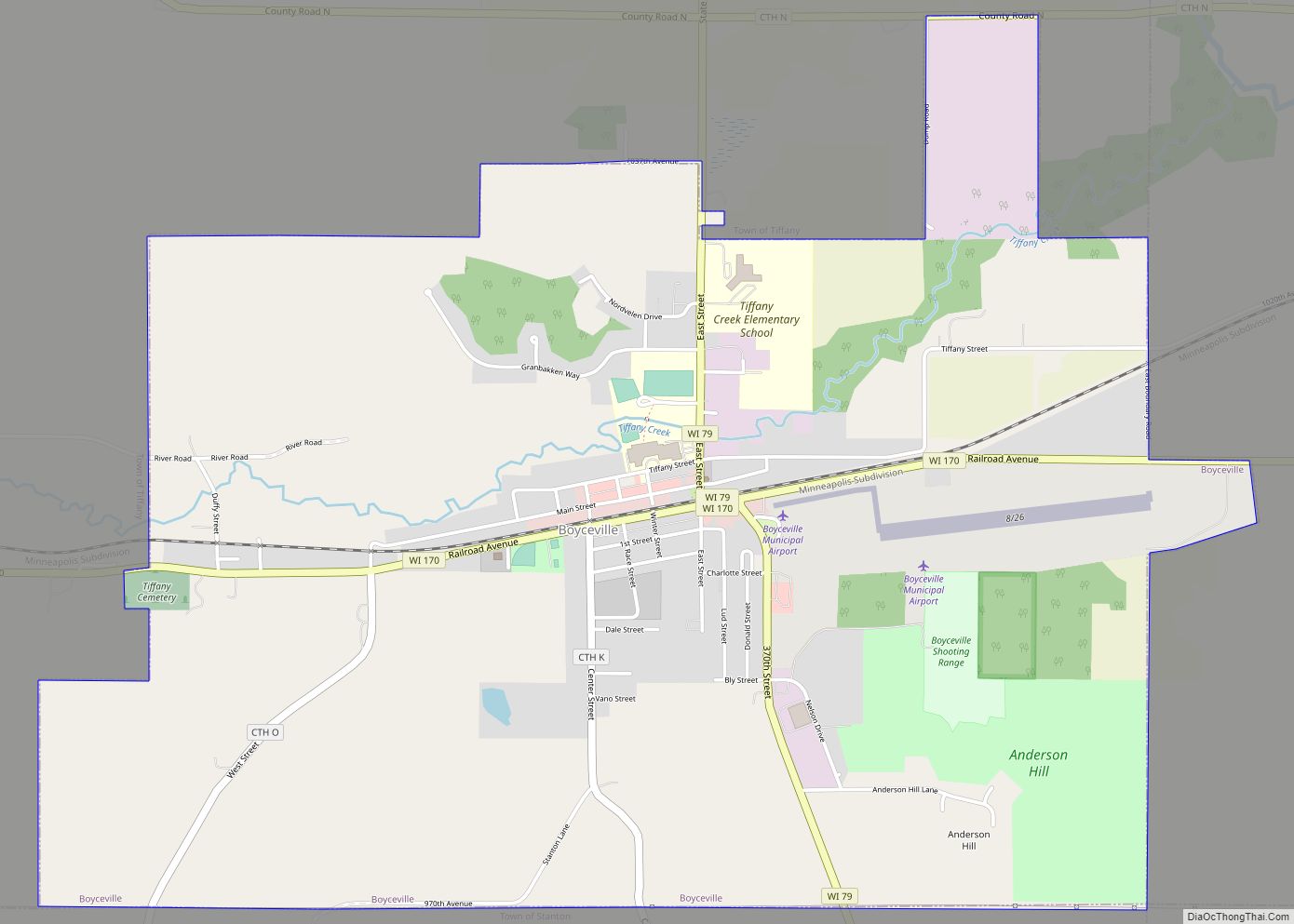 Map of Boyceville village