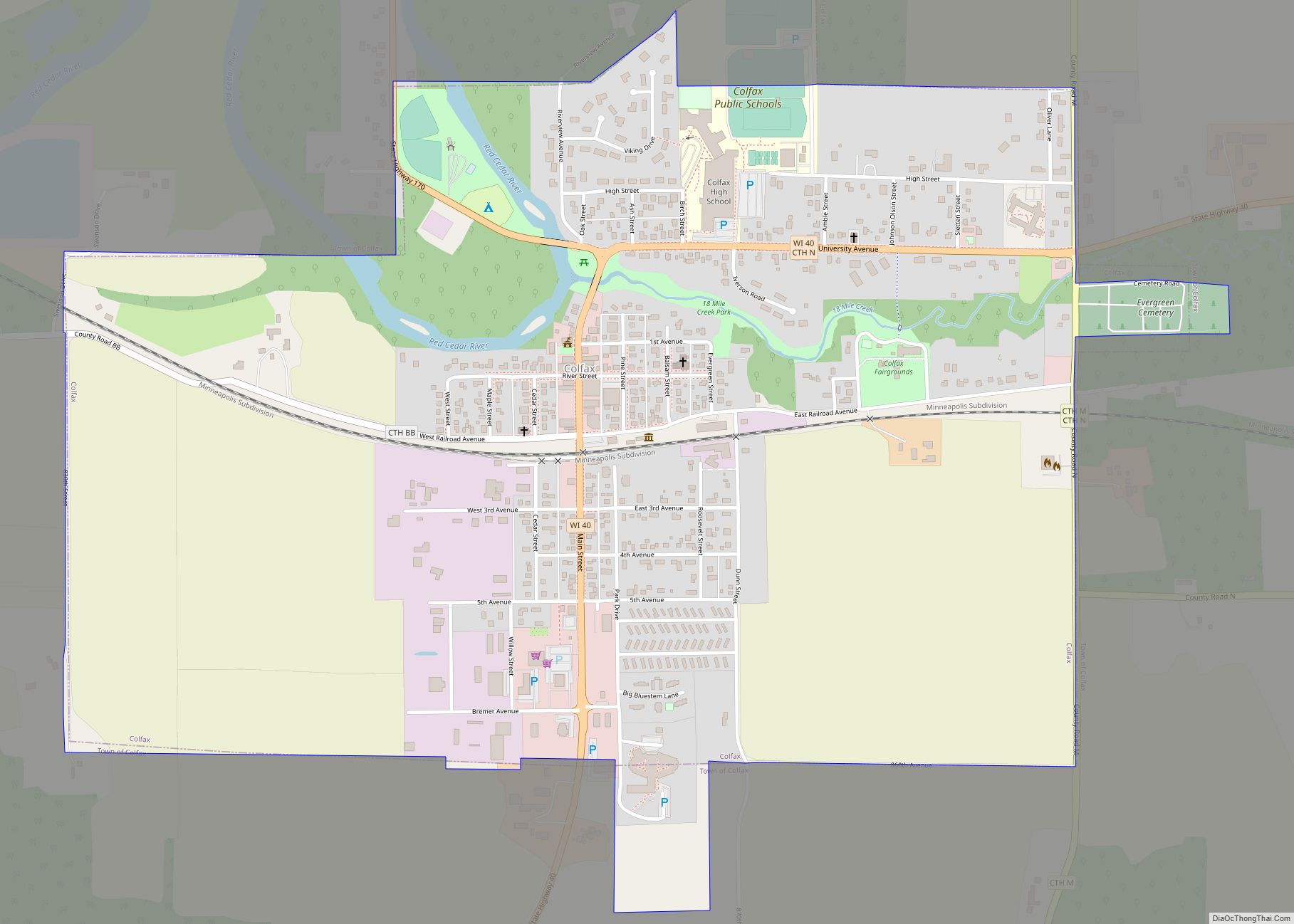 Map of Colfax village, Wisconsin