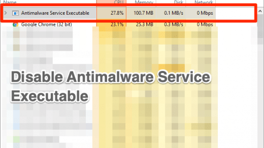 Disable Antimalware Service Executable