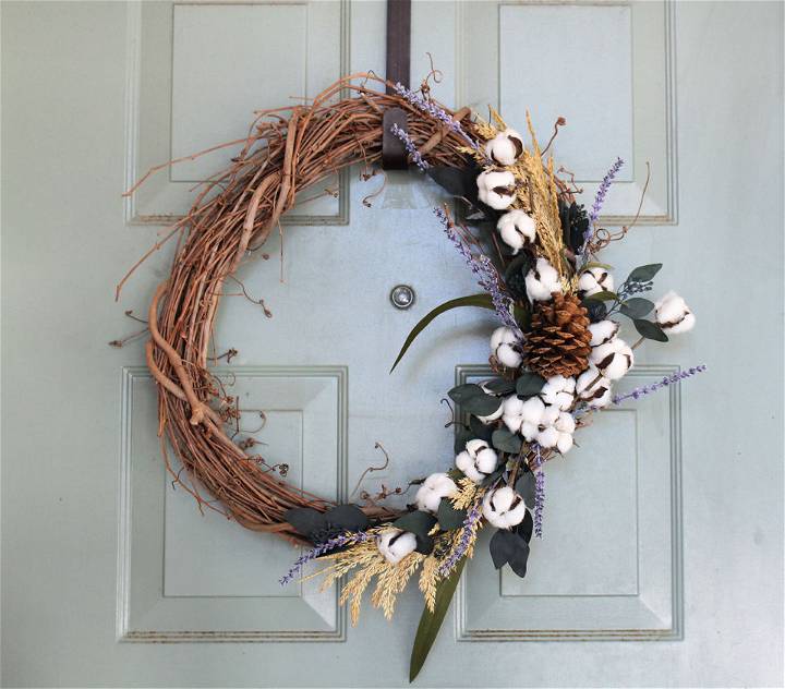 DIY Raw Cotton Fall Wreath