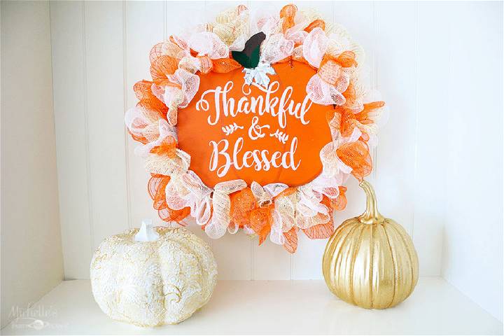 Easy Thankful and Blessed Fall Wreath Made With Dollar Tree