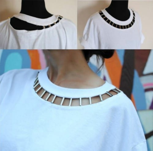 Jazz up the collar of a boring T-shirt.