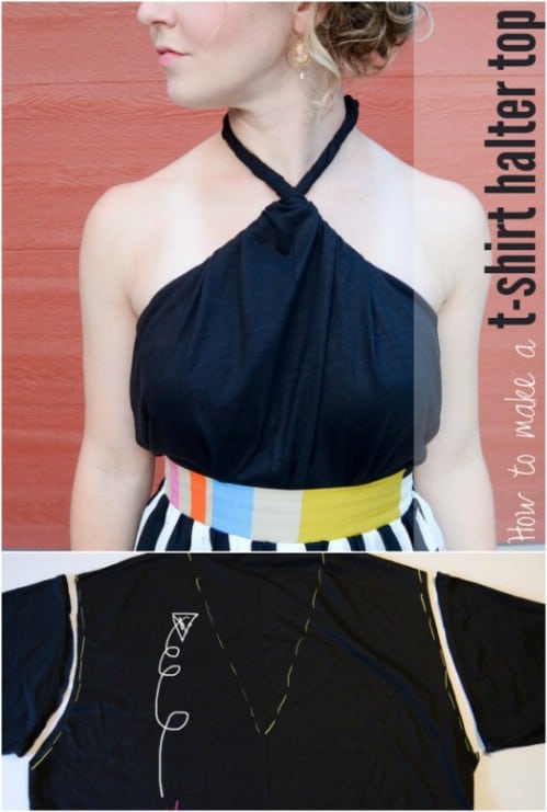 Turn your T-shirt into a cute halter top.