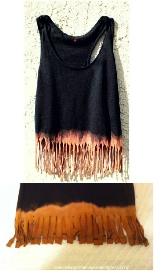 Cut fringes into a T-shirt and do some bleaching (or dying) for a really awesome effect.