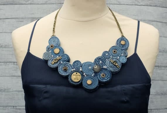 Handmade Bib Denim Necklace 7 - Etsy