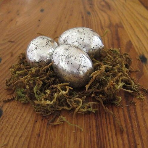 Antiqued silver eggs