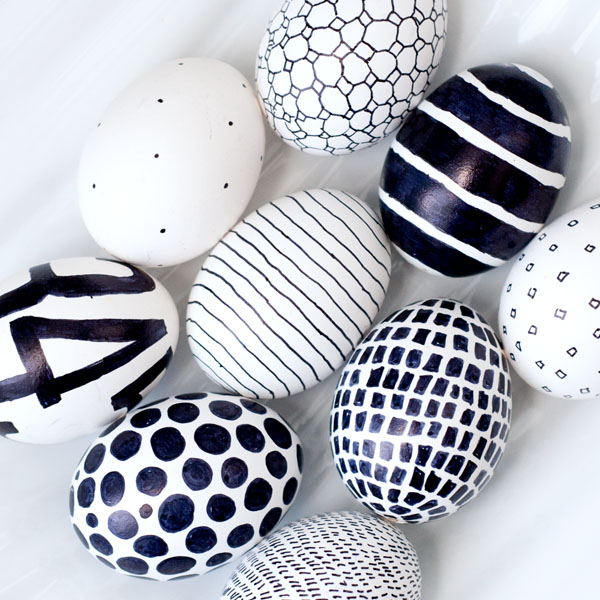 Diy black and white easter eggs