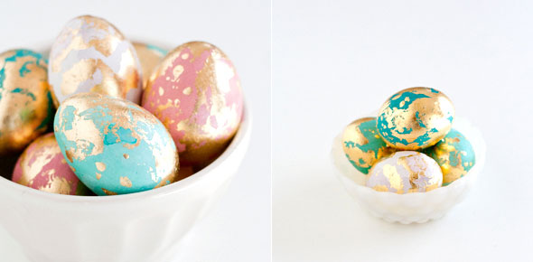 Diy golden marbled easter eggs